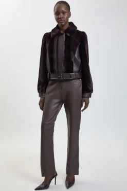 Veste Courte Ceinturée À Panneaux En Synthétique Et Synthétique
