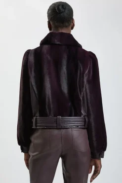 Veste Courte Ceinturée À Panneaux En Synthétique Et Synthétique