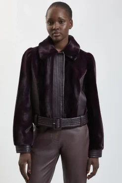 Veste Courte Ceinturée À Panneaux En Synthétique Et Synthétique