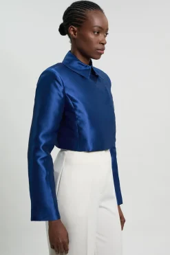 Veste Courte Cintrée Croisée En Twill Satiné Petite Forever