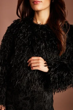 Coast Veste Courte En Synthétique À Plumes e<Femme Robes Noires Nouées|Vestes & Manteaux