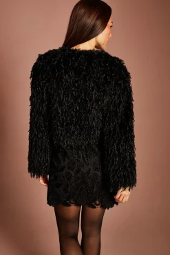 Coast Veste Courte En Synthétique À Plumes e<Femme Robes Noires Nouées|Vestes & Manteaux