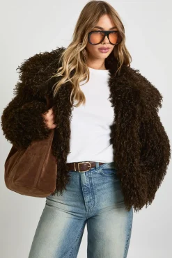 boohoo Veste courte shaggy en synthétique<Femme Vestes & Manteaux