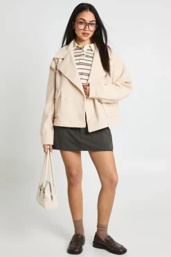 boohoo Veste Croisée Aspect Laine<Femme Vestes & Manteaux