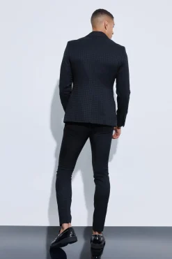 Veste Croisée Simple Pied-de-poule Tonal