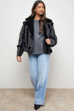 Oasis Veste d'Aviateur en synthétique avec Doublure Mouton<Femme Vestes & Manteaux
