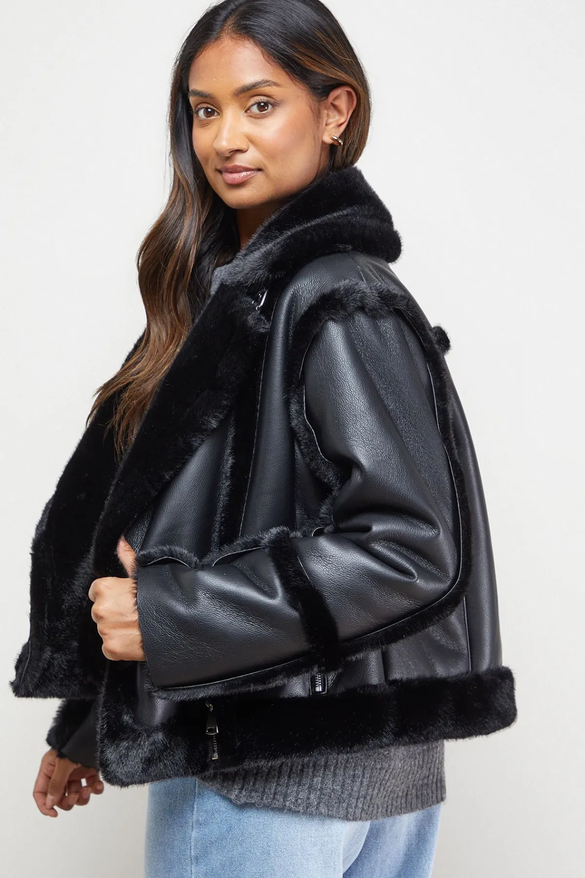 Oasis Veste d'Aviateur en synthétique avec Doublure Mouton<Femme Vestes & Manteaux