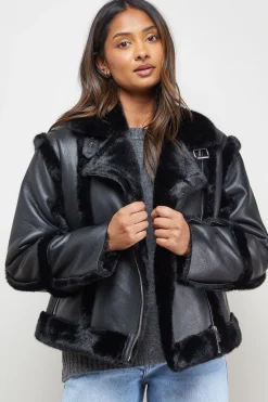 Oasis Veste d'Aviateur en synthétique avec Doublure Mouton<Femme Vestes & Manteaux