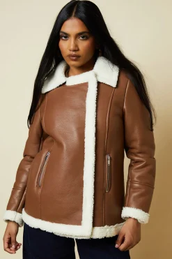 Veste d'Aviateur Longue en synthétique Petite Taille