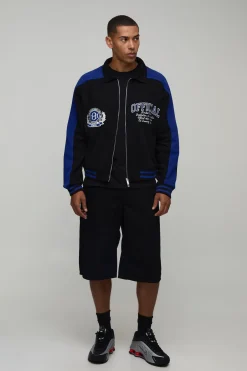boohooMAN Veste De Baseball Style Universitaire Coupe Ample À Col Avec Appliqués<Homme Manteaux Et Vestes