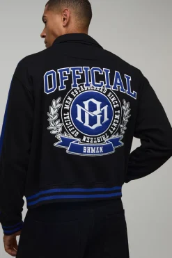 boohooMAN Veste De Baseball Style Universitaire Coupe Ample À Col Avec Appliqués<Homme Manteaux Et Vestes