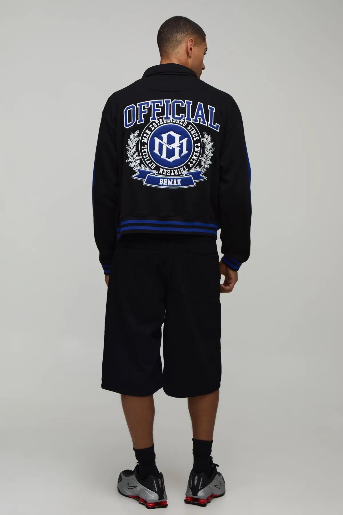 boohooMAN Veste De Baseball Style Universitaire Coupe Ample À Col Avec Appliqués<Homme Manteaux Et Vestes