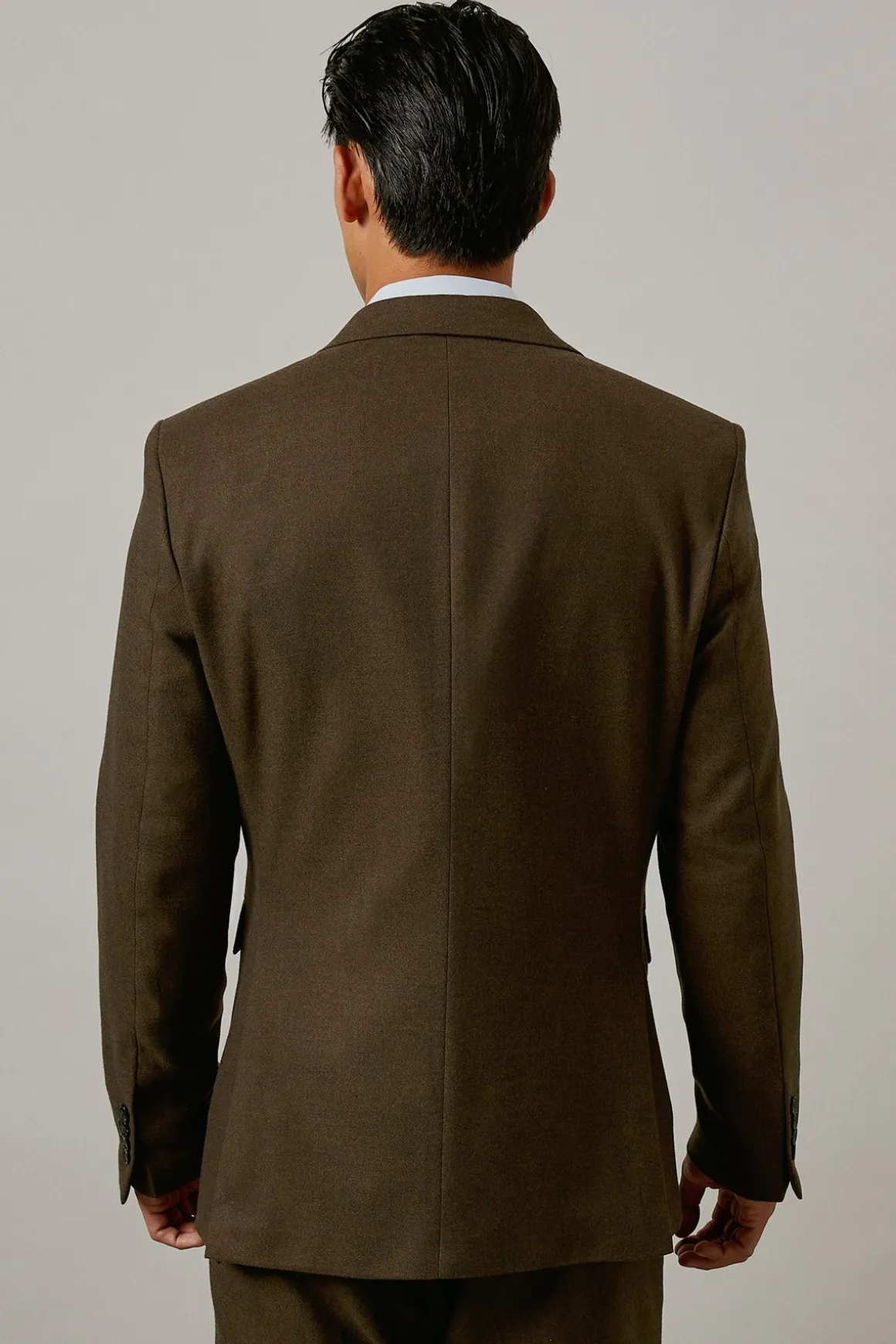 Veste de Costume Ajustée Aspect Tweed Kaki