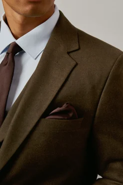 Veste de Costume Ajustée Aspect Tweed Kaki