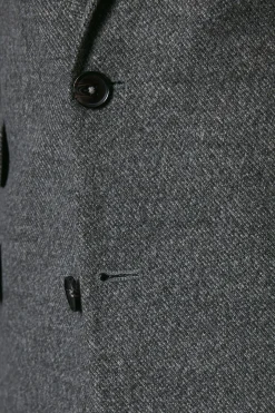 Veste de Costume Ajustée Aspect Tweed Anthracite
