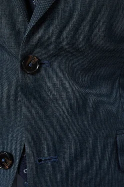 Veste de Costume Ajustée Bleu Marine Chiné