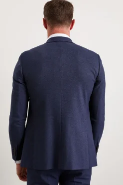 Veste de Costume Ajustée Bleu Marine Chiné