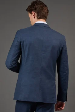 Veste de Costume Ajustée Bleu Marine Brossé