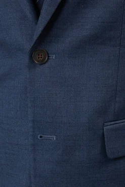 Veste de Costume Ajustée Bleu Marine Brossé