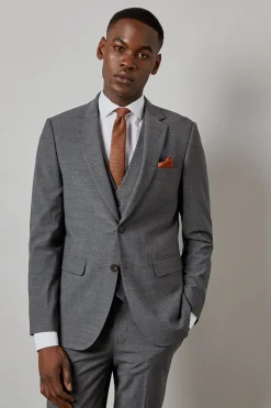 Veste de Costume Ajustée Carreaux Gris Moyen