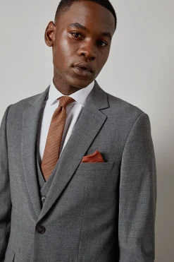 Veste de Costume Ajustée Carreaux Gris Moyen