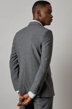 Veste de Costume Ajustée Carreaux Gris Moyen