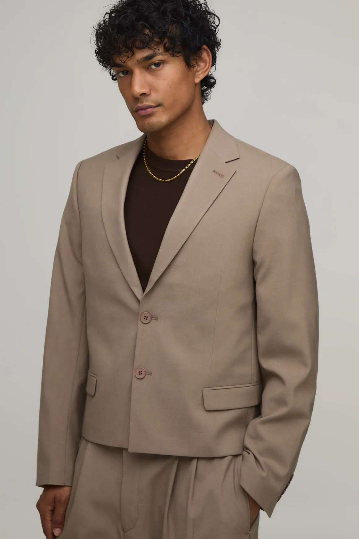 Veste De Costume Ajustée Courte À Coupe Boxy