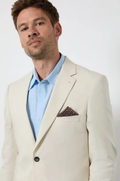 Veste De Costume Ajustée En Lin Naturel