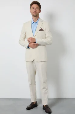 Veste De Costume Ajustée En Lin Naturel