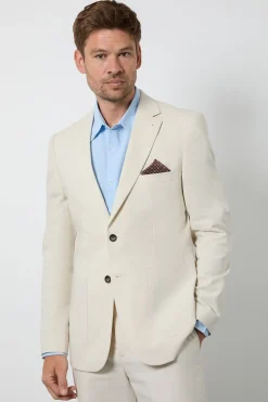 Veste De Costume Ajustée En Lin Naturel