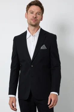 Veste De Costume Ajustée En Lin Noir