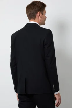 Veste De Costume Ajustée En Lin Noir