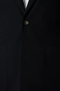 Veste De Costume Ajustée En Lin Noir