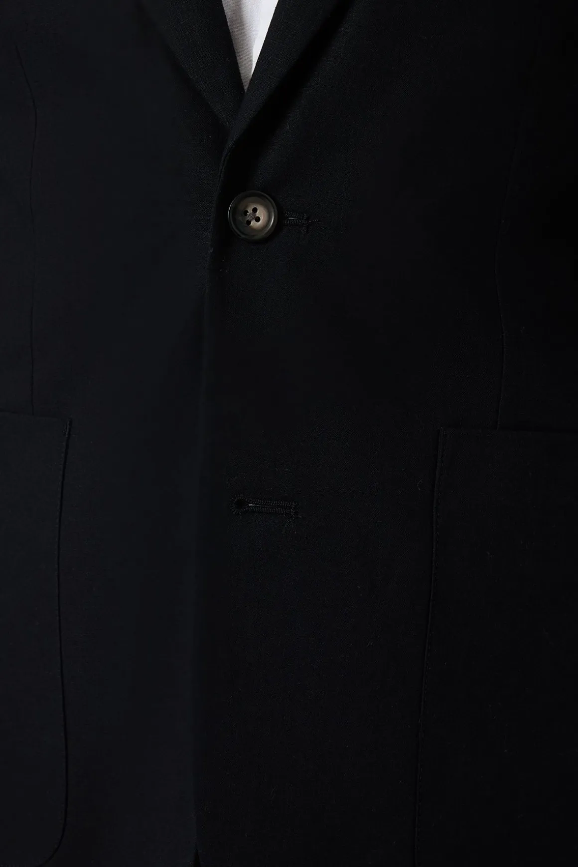 Veste De Costume Ajustée En Lin Noir