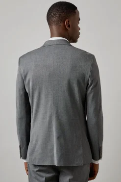Veste de Costume Ajustée en Sergé Gris Moyen