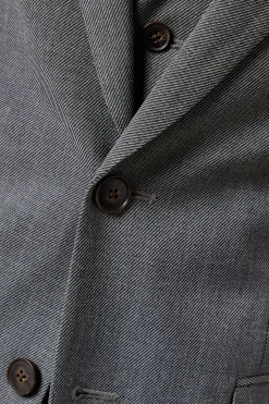 Veste de Costume Ajustée en Sergé Gris Moyen