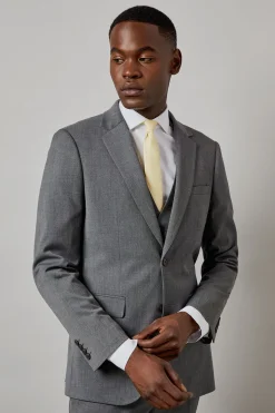 Veste de Costume Ajustée en Sergé Gris Moyen