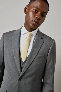 Veste de Costume Ajustée en Sergé Gris Moyen