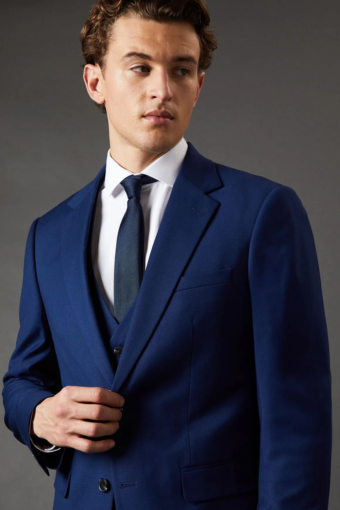 Veste de Costume Ajustée Essentielle Bleu Marine