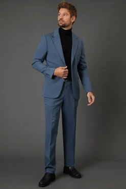 Burton Veste de Costume Ajustée Extensible Mélange Laine Airforce<Homme Costumes Et Tenues Formelles