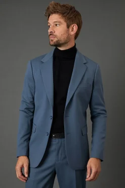 Burton Veste de Costume Ajustée Extensible Mélange Laine Airforce<Homme Costumes Et Tenues Formelles