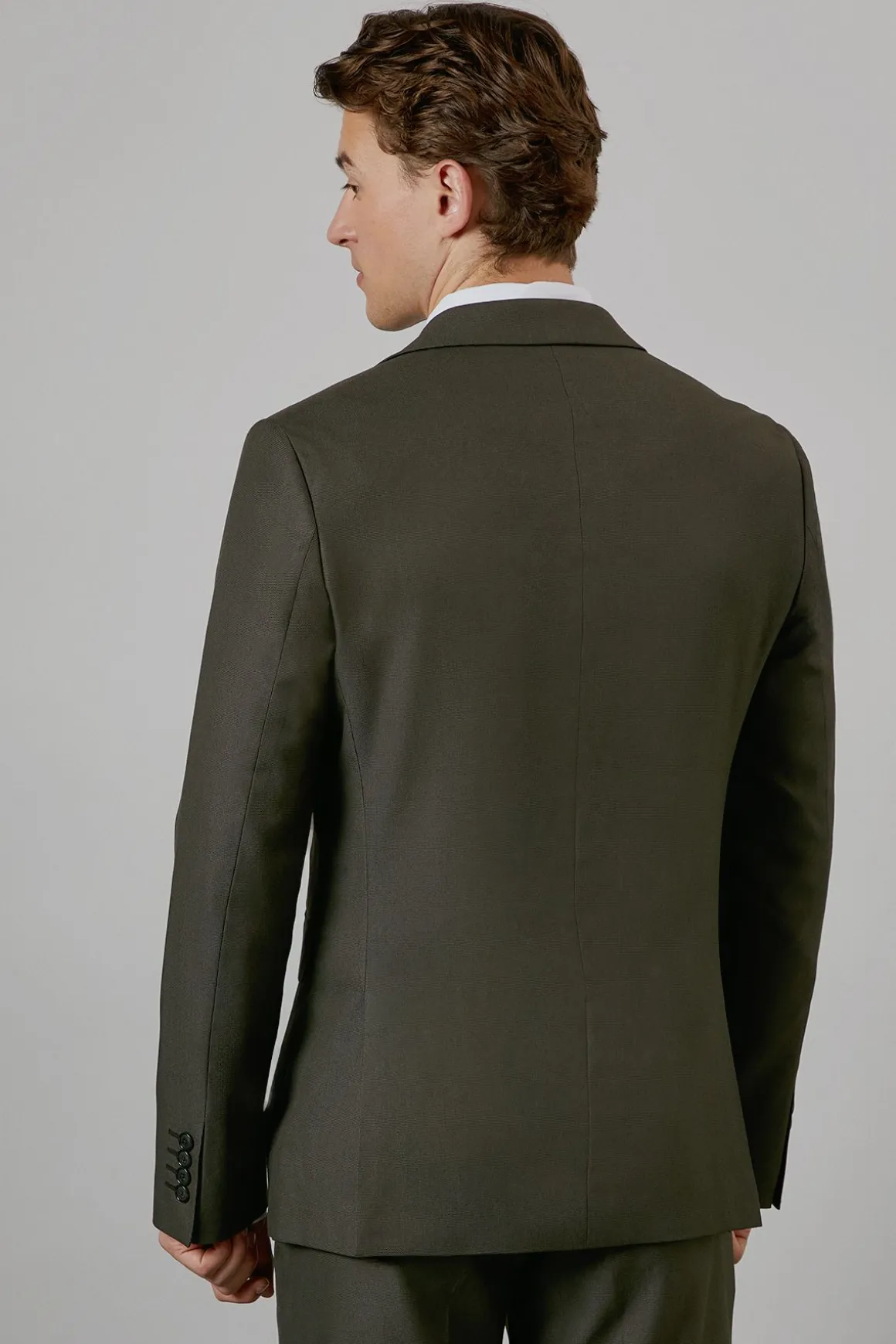 Veste de Costume Ajustée Extensible Texturée Kaki