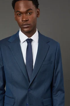 Veste de Costume Ajustée Extensible Navy Œil d'Oiseau