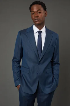 Veste de Costume Ajustée Extensible Navy Œil d'Oiseau