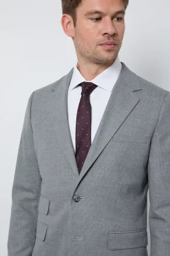 Veste De Costume Ajustée Gris Moyen À Motif Pied-de-poule