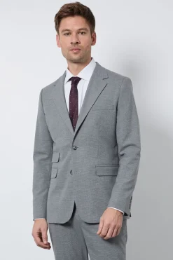 Veste De Costume Ajustée Gris Moyen À Motif Pied-de-poule
