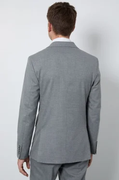 Veste De Costume Ajustée Gris Moyen À Motif Pied-de-poule