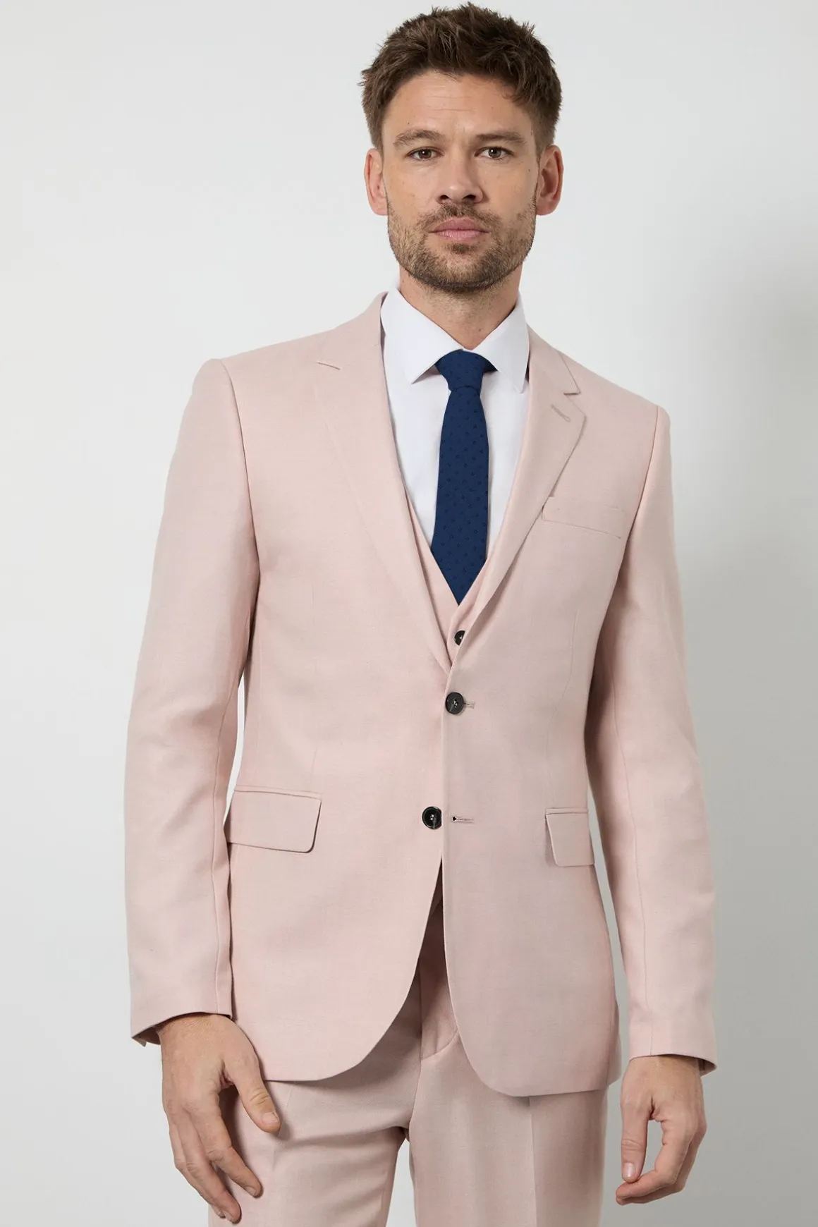 Veste de Costume Ajustée Rose Pâle