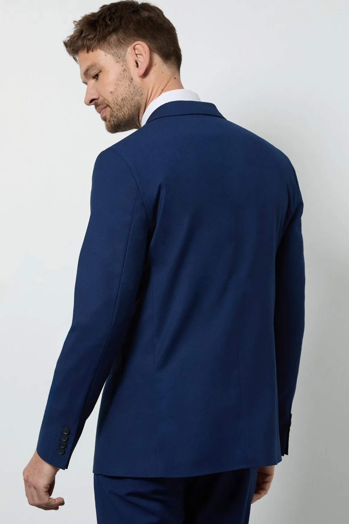 Veste De Costume Ajustée Texturée Bleu Roi