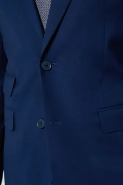 Veste De Costume Ajustée Texturée Bleu Roi